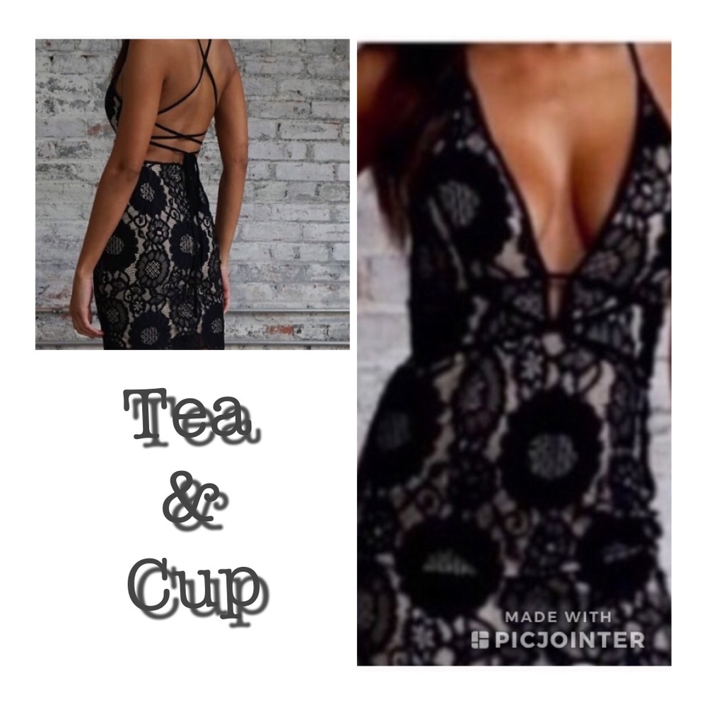 Tea & Cup Black Strappy Detail Dress - Picture 5 of 5